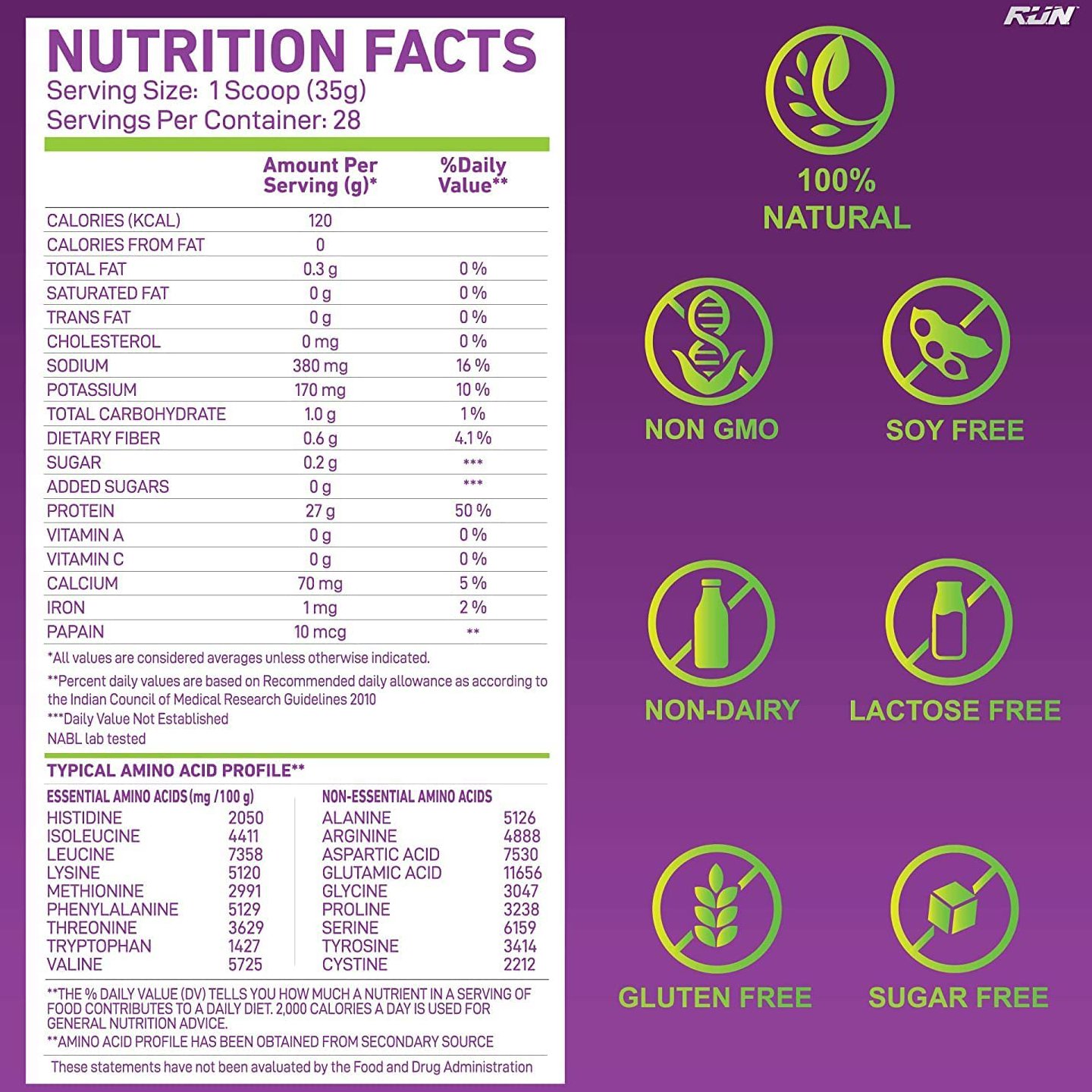 R.U.N Rise Up Nutrition Weekly Pack - 245 gms / Sachet