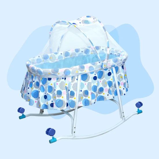 MEE MEE COMFY BABY ROCKING CRADLE WITH MOSQUITO NET | MOVABLE BABY CRADLE WITH ROCKING FEATURE