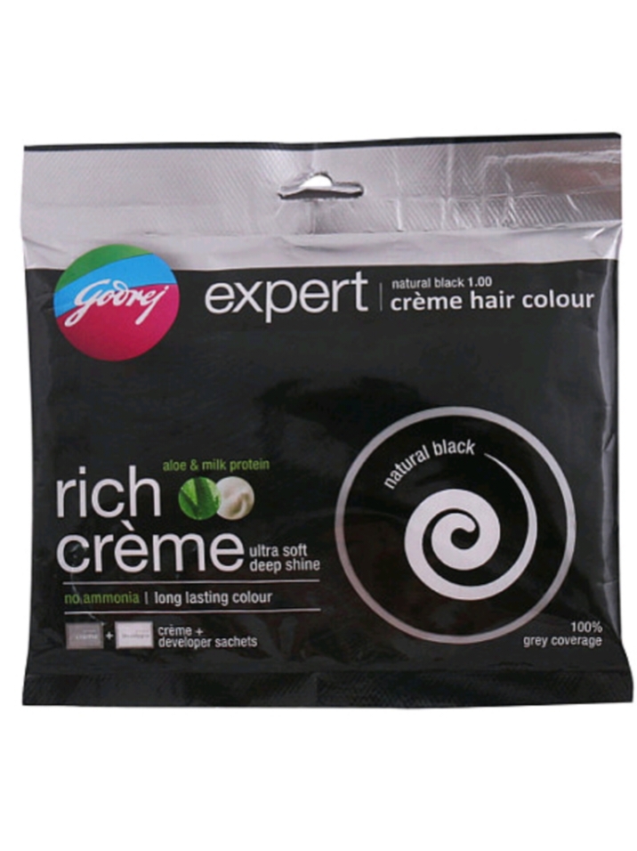 Godrej Expert Rich Creme Ammonia Free Hair Colour, Natural Black (20g+20ml)