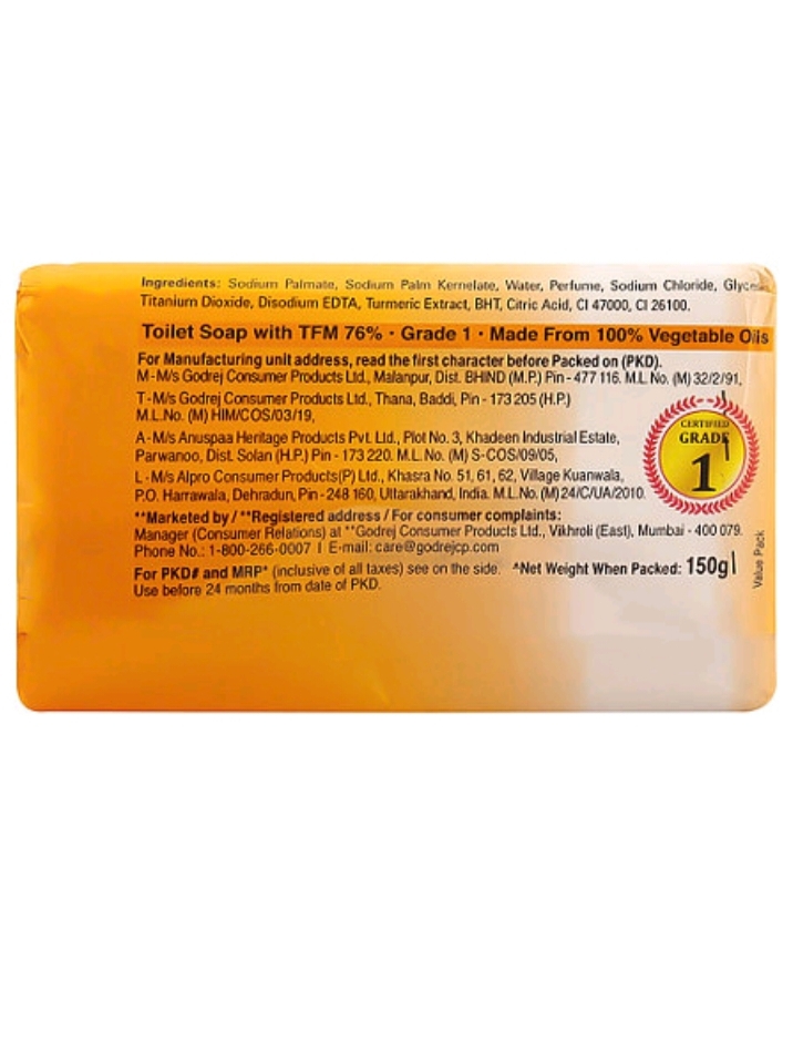 Godrej No.1 Sandal & Turmeric Soap 150g(Pack Of 4)