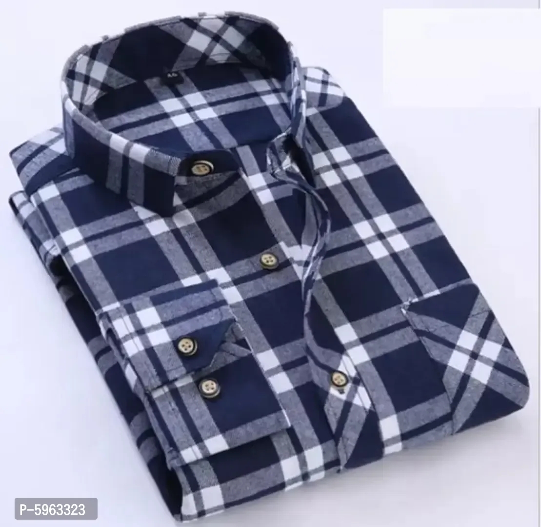 Blue Printed Cotton Slim Fit Men's Casual Shirt  - m