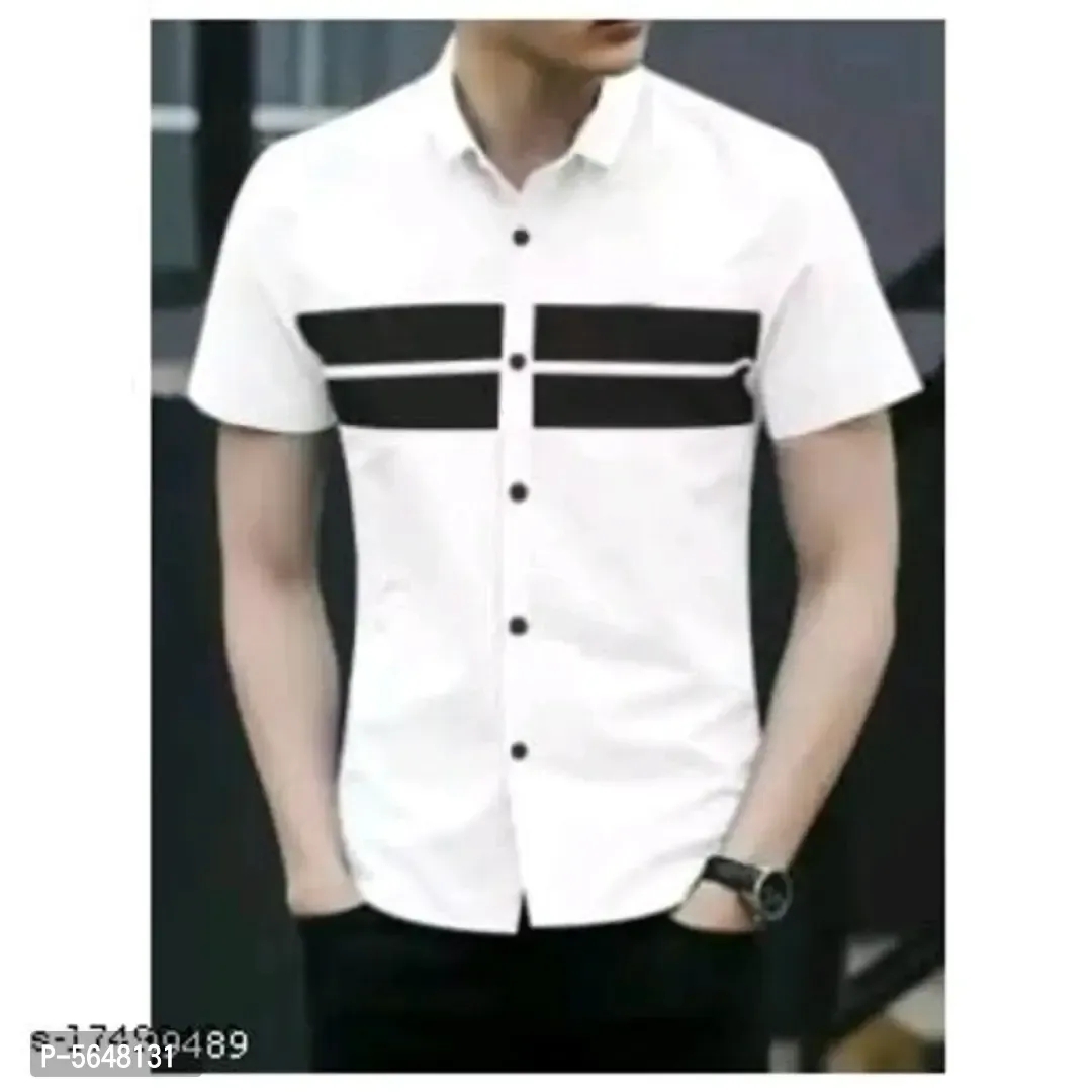 Stylish Cotton Blend White Casual Shirt For Men  - M