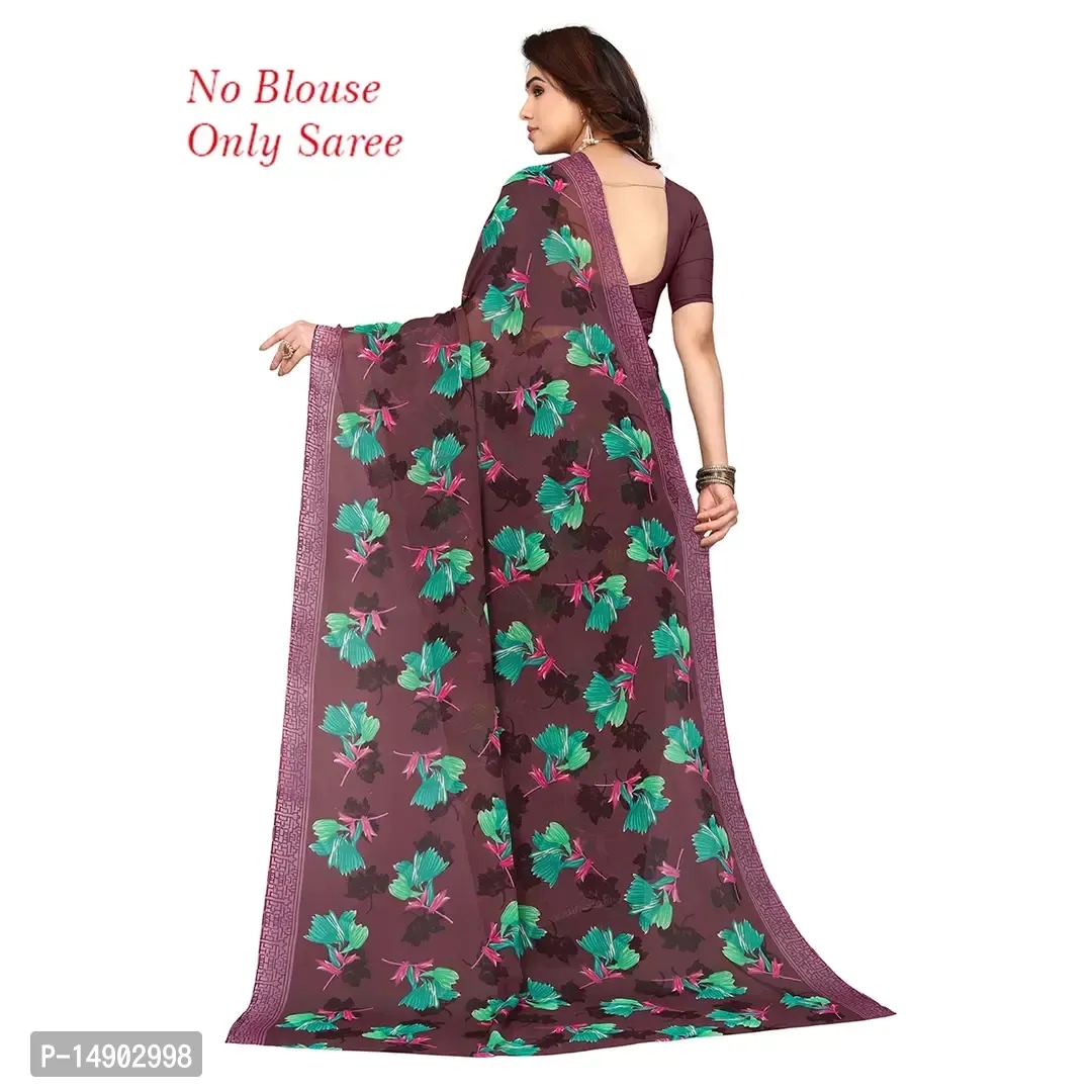 Georgette Purple Colour Printed Saree Without Blouse Piece 