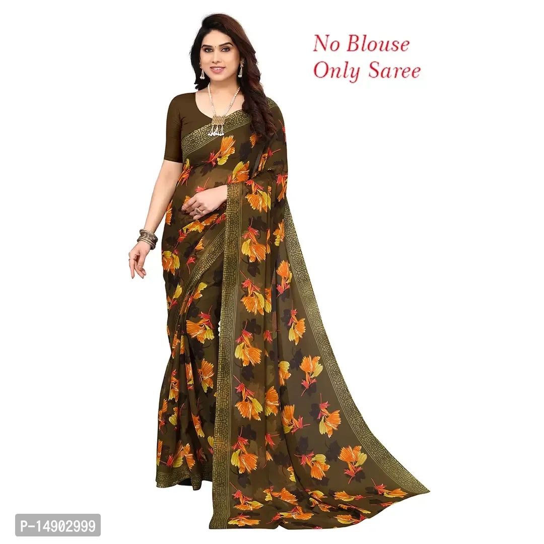 Georgette Yellow Colour Printed Saree Without Blouse Piece 