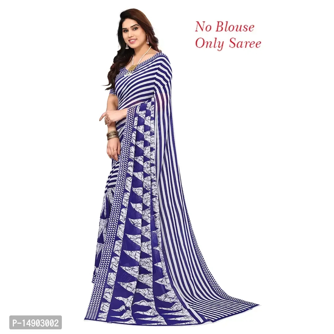 Georgette Blue Colour Printed Saree Without Blouse Piece 