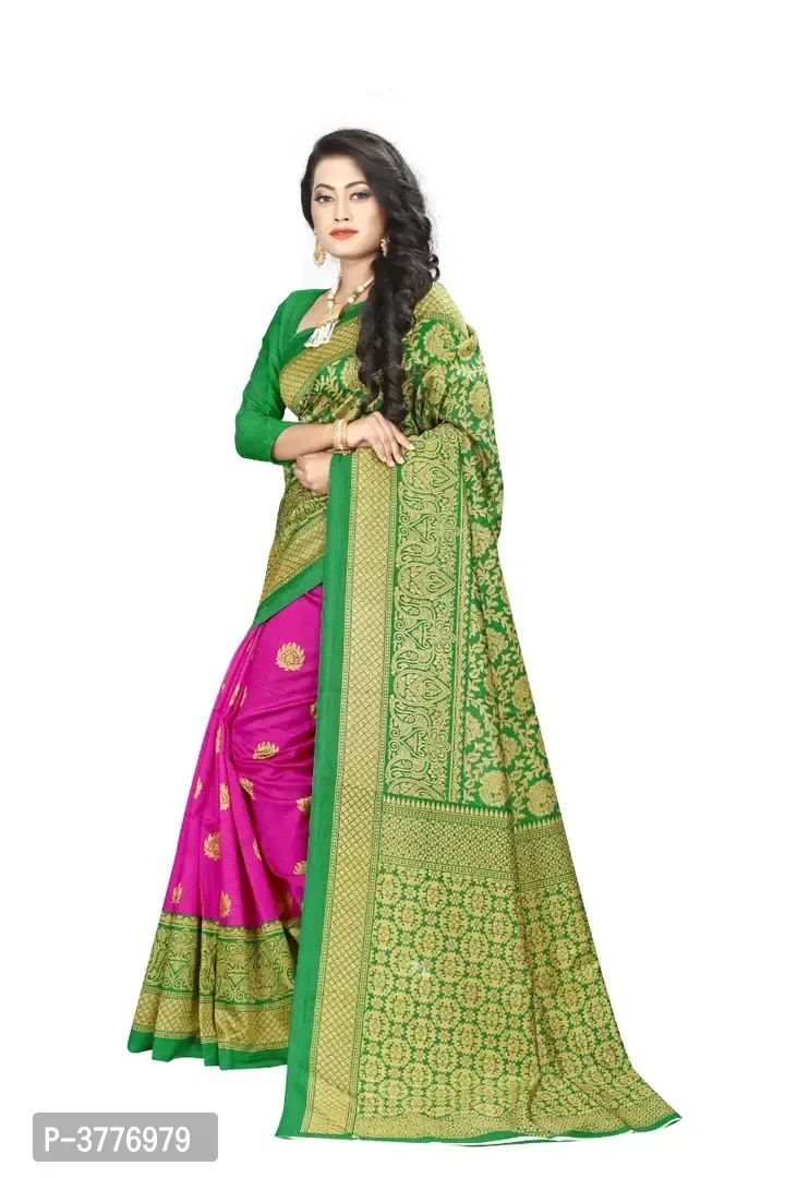 Women Beautiful Multicolored Mysore Silk Saree with Blouse piece