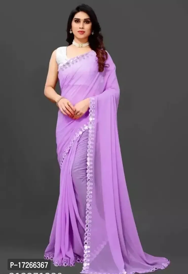 Designer Mirror Work Georgette Party Wear Saree With Blouse Piece For Women 