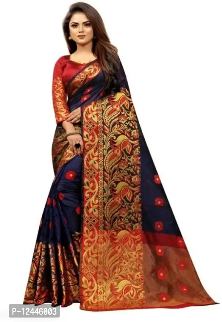 Cotton Silk Jacquard Butta Work Sarees with Blouse Piece