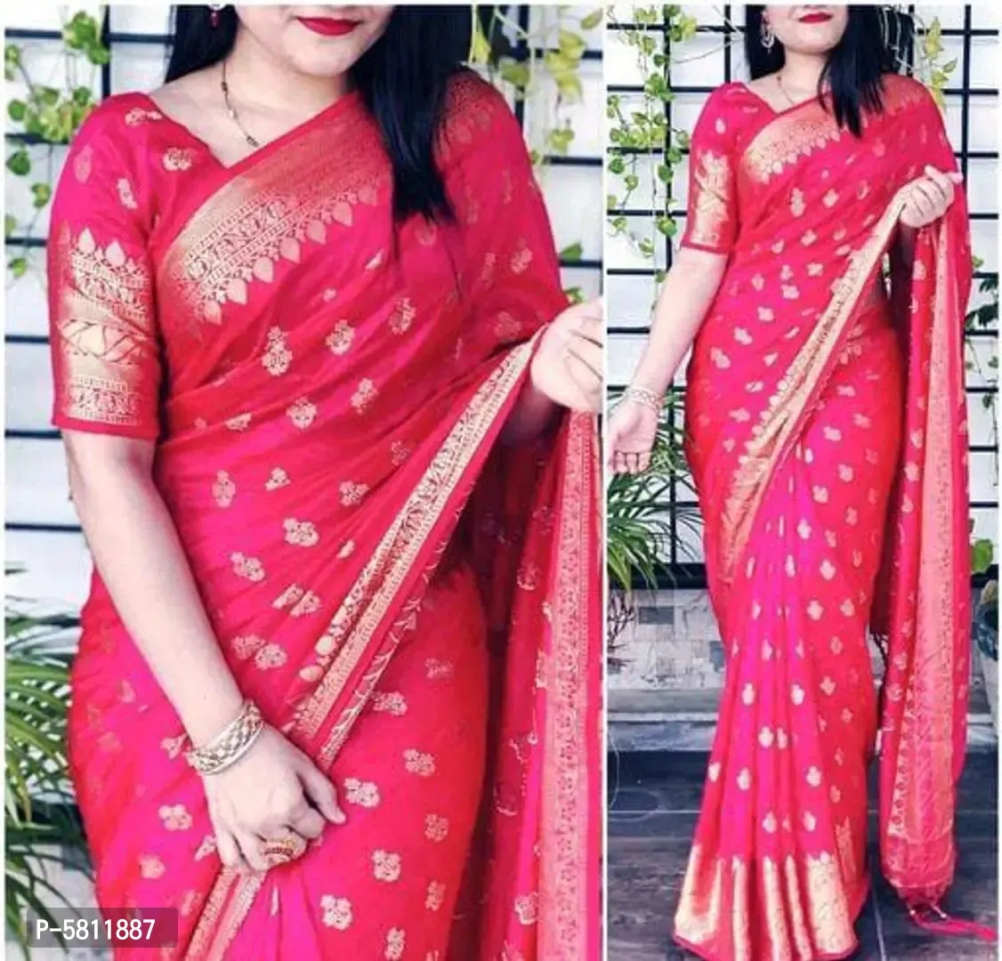 Womens Lichi Silk Saree with Blouse Piece 