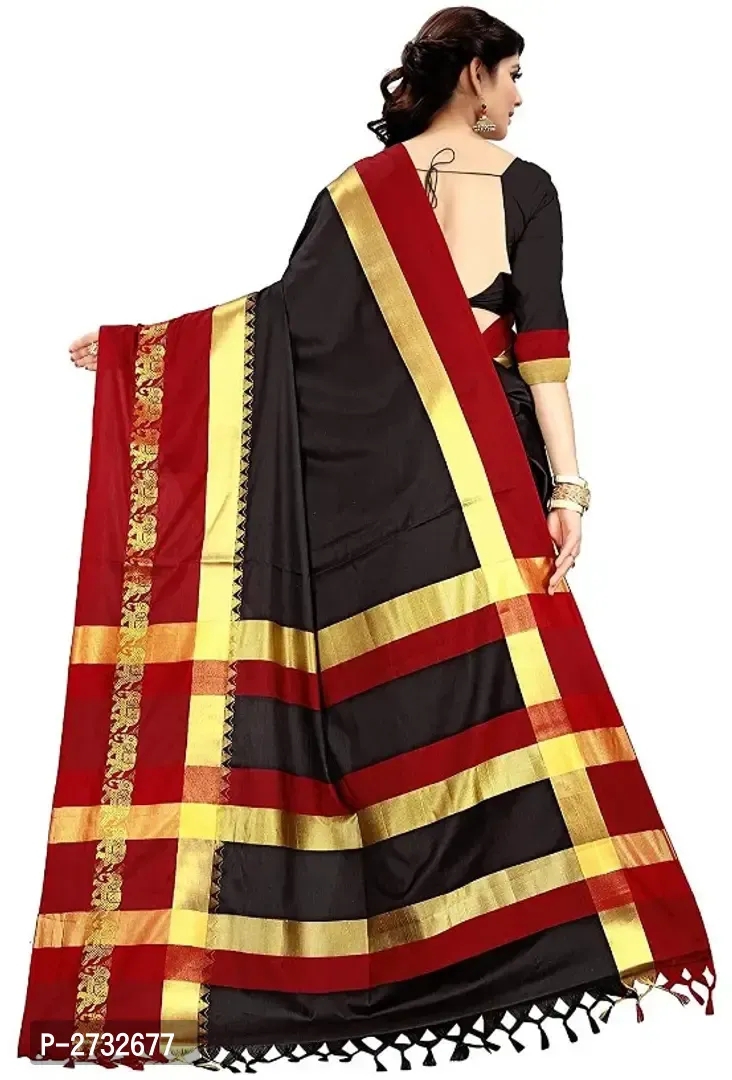 RAINBOW Hathi Jacquard Border Cotton Silk Saree with Blouse Piece