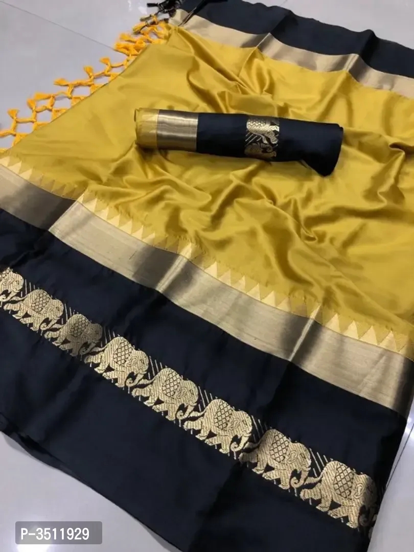 New Hathi Design Cotton Silk Jacquard Saree with Blouse piece 