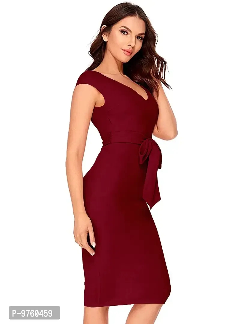 Alekya midi Maroon Western Dress 028-Maroon-M - XS