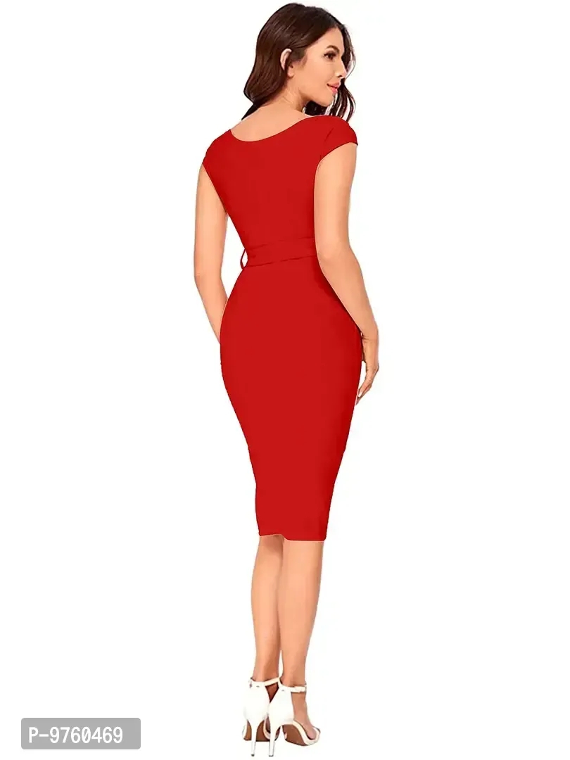 Alekya midi red Western Dress 028-Red-S - XS