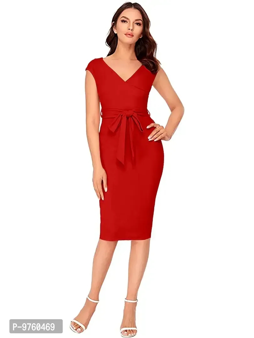 Alekya midi red Western Dress 028-Red-S - XL