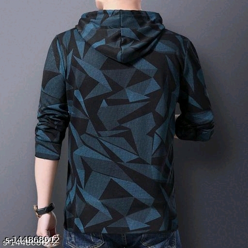 Eyebogler Mens Printed Hoodneck Blue Tshart - XL