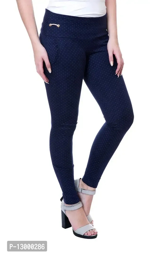 NGT Women's Slim Fit Pant(NavyBlueDot_32) Navy - 30