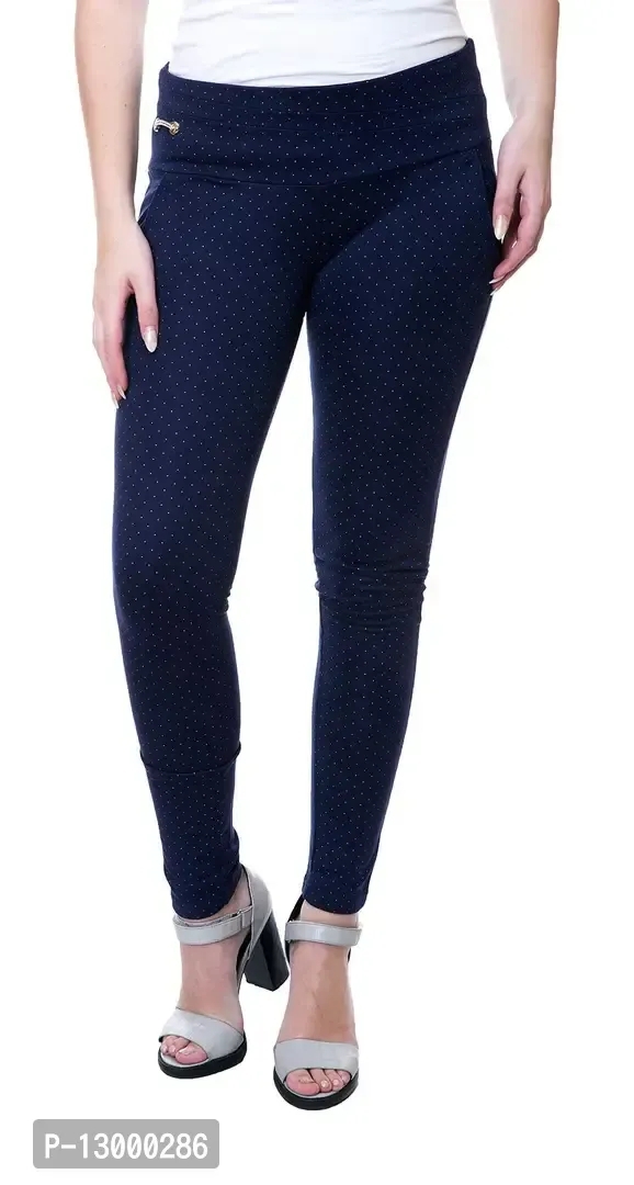 NGT Women's Slim Fit Pant(NavyBlueDot_32) Navy - 28