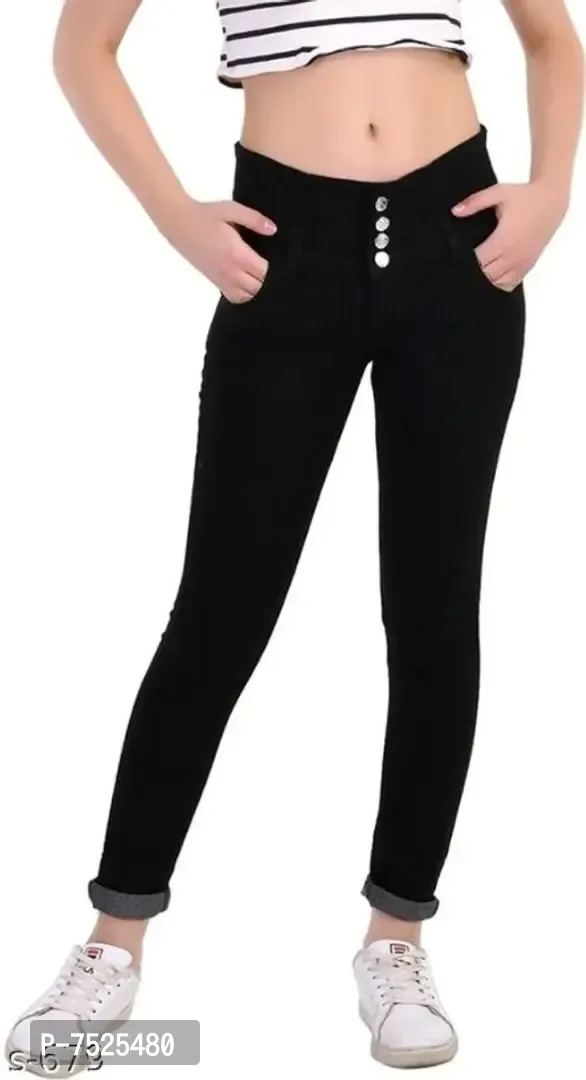 Trendy Four Button High Waist Jeans - 30