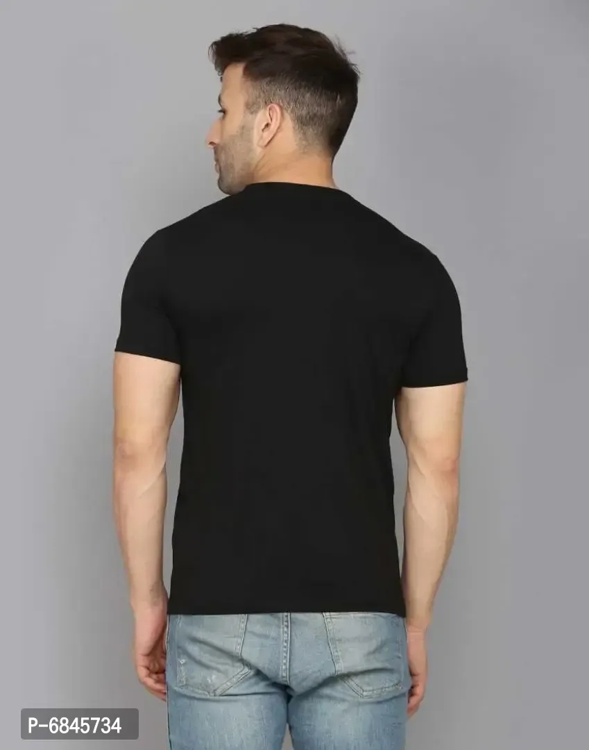 Trendy Cotton Blend Black Tees For Men - L