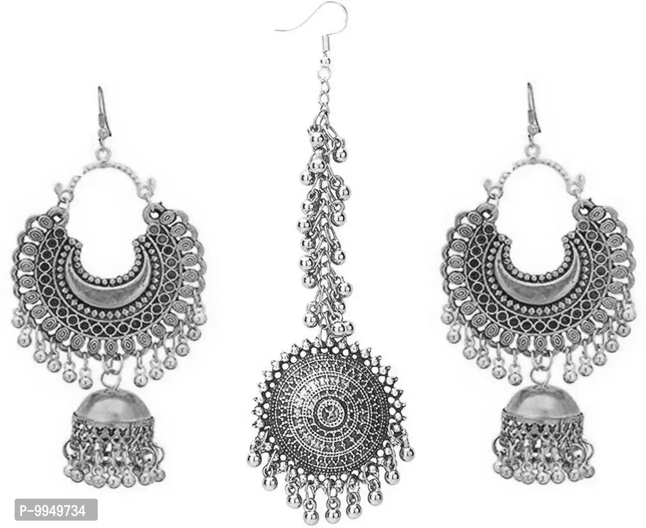 Elegant Oxidised Silver Jewellery Set For Women and Girls 