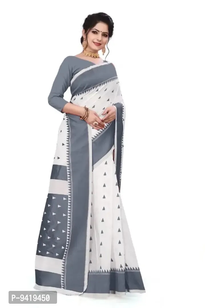 Premium Grey Handwoven Soft Cotton Jamdani Saree 