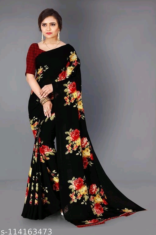 Khankudi Fab Daily Wear Georgette Saree With Unstitched Blouse Piece