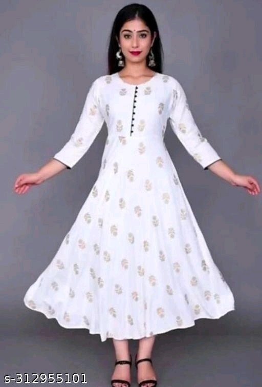 Saawariya White Gold Printbeautiful Kurtis - XXL