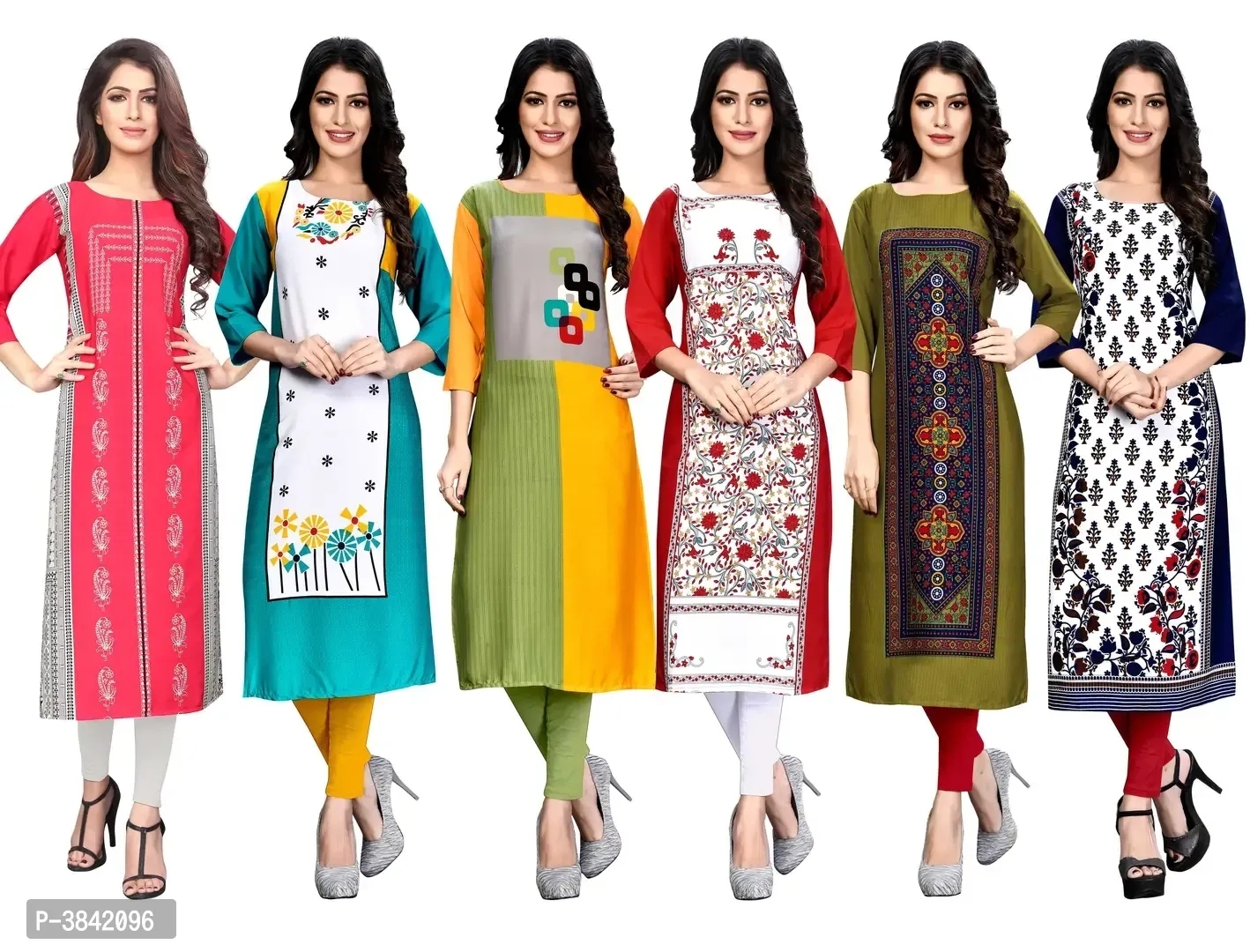 Women's Printed Crepe Straight Kurta  - L