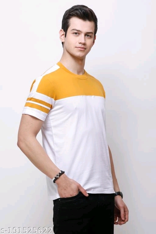 Striped Men Round Neck Half Sleeve - L