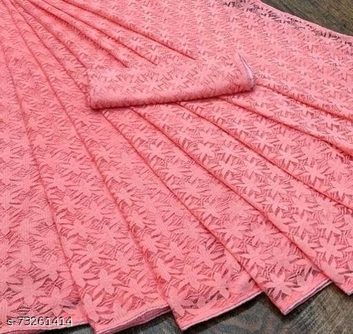 Brasso Net Pink Jacquard Saree With Blouse