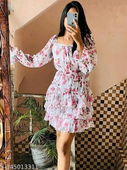 Women Fit And Flare Pink Color Dress  - XL