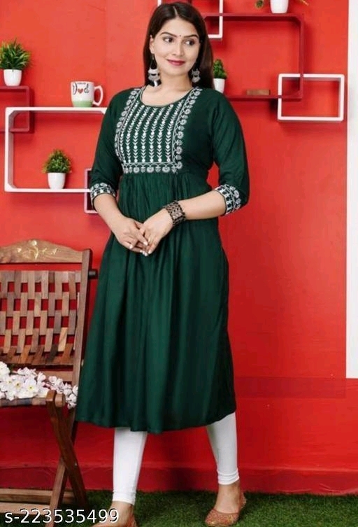 New Embroidered Gaithering Anarkali Kurta - M