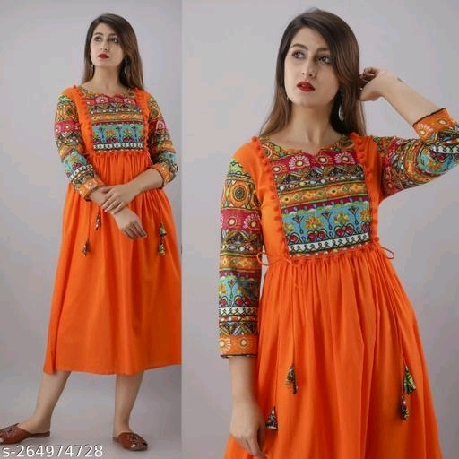 Trendy Rayon A Line Printed Kurtis  - L