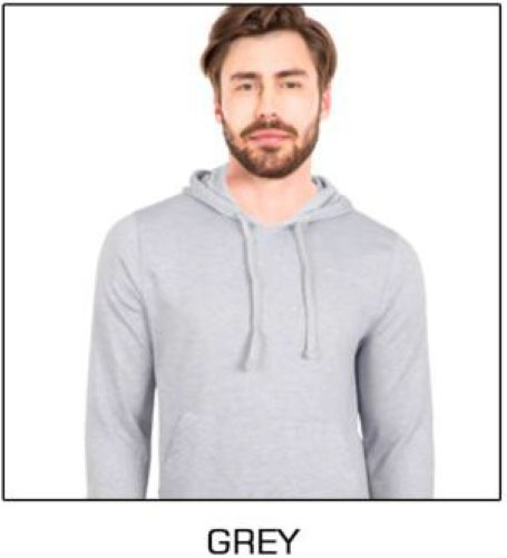 Poly-Cotton Hoodie With Cap & Without Zip - Grey - S