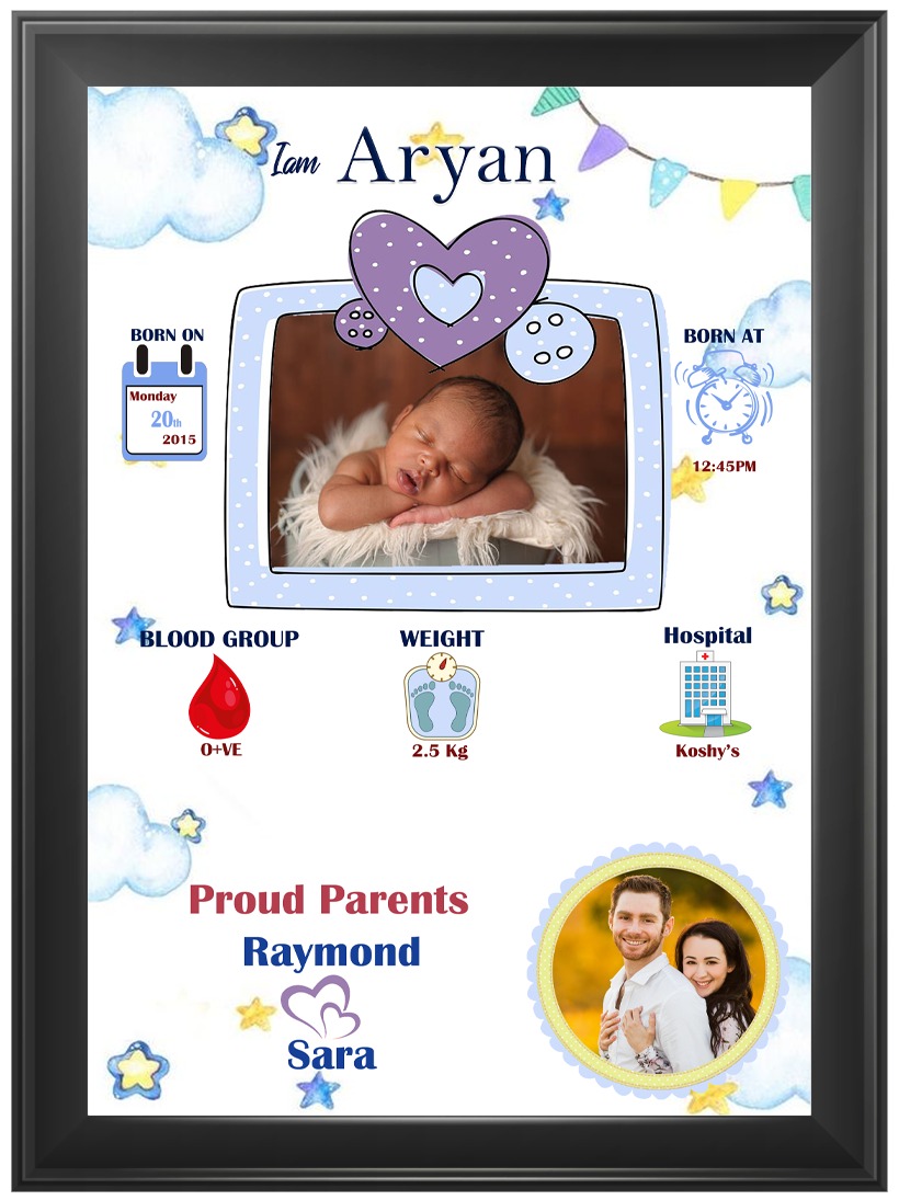 It's A Boy - Memory Photo Frame - A4 Size