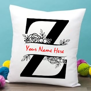 White Satin - Z Alphabet Name Pillow - 16x16 Inch