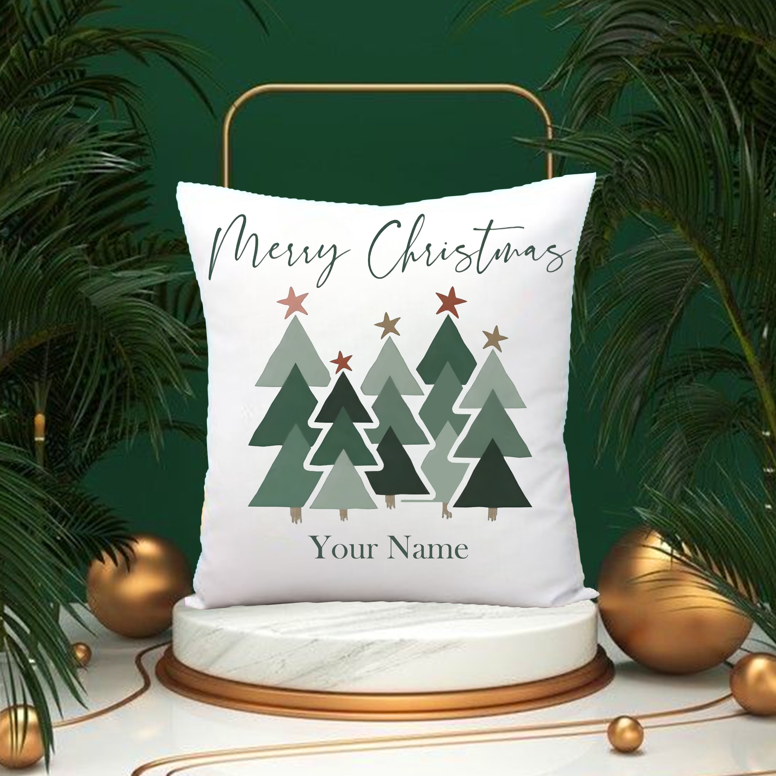 White Satin Pillow -Xmas 03 - 16x16 Inch