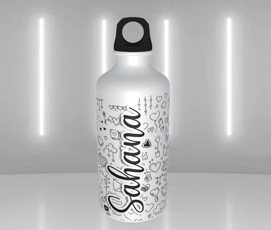 Love Doodle with Name - Personalized Sipper Water Bottle - 750ml