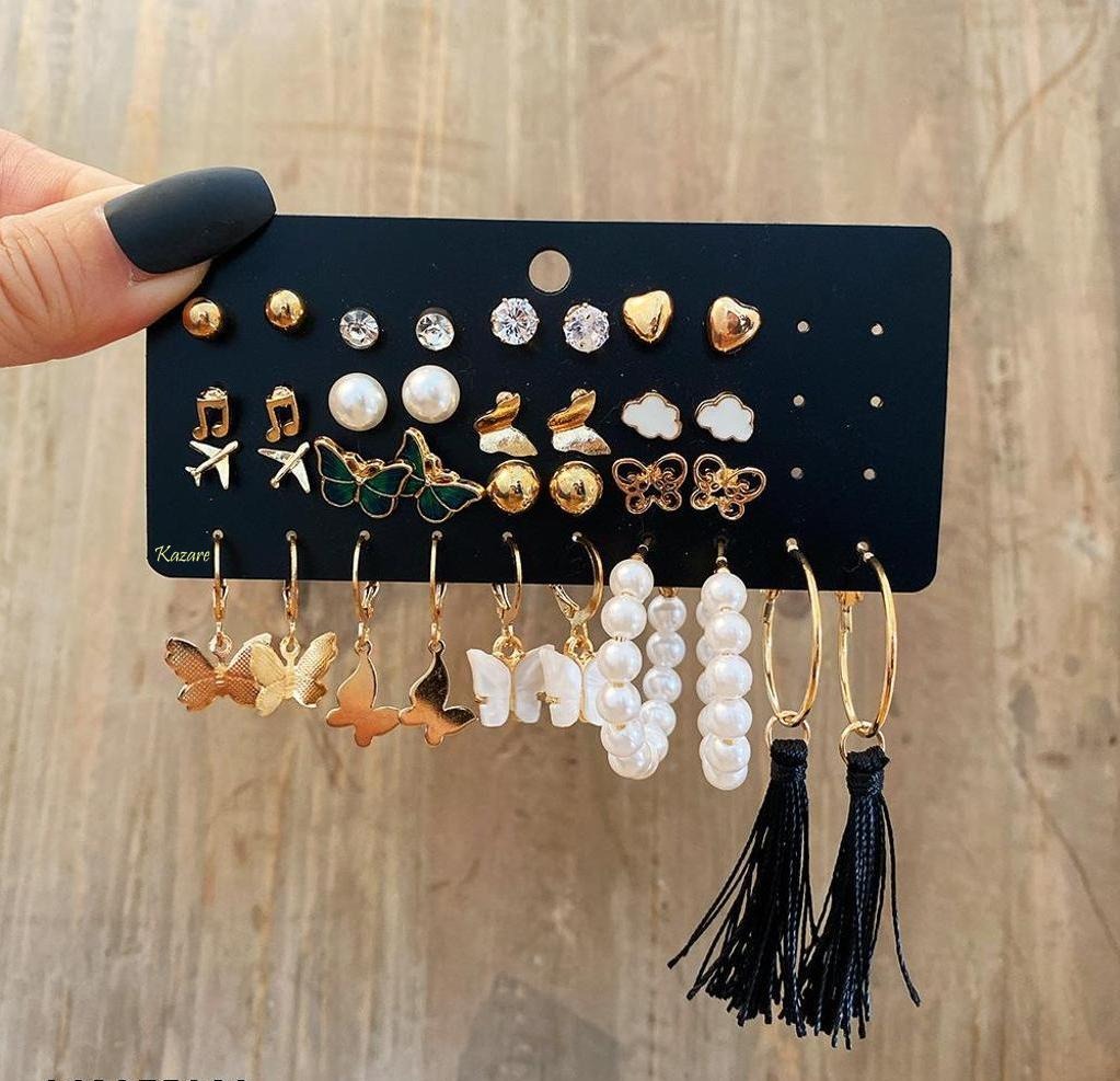 Earring Set | Pack of 17pair of earrings  for everyday wear Party Wear  | Gifts for Women | Ers01  V21311 