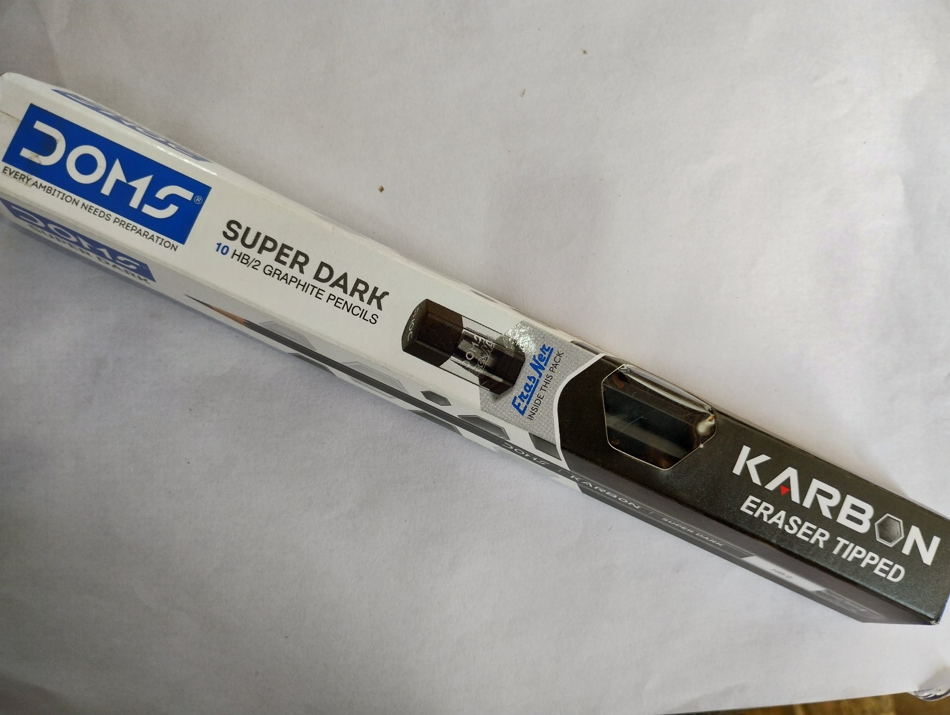 DOMS Karbon Eraser Tipped Super Dark Pencils Set - Sitaram Stationers