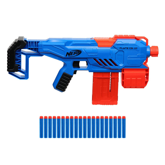 Nerf Alpha Strike Flyte Cs-10 Motorised Blaster ?? 10-Dart Clip-Fed Blasting ?? 20 Official Nerf Elite Darts ?? For Kids, Teens, Adults, Multicolor (E8696) Hasbro - SKU2200CODE