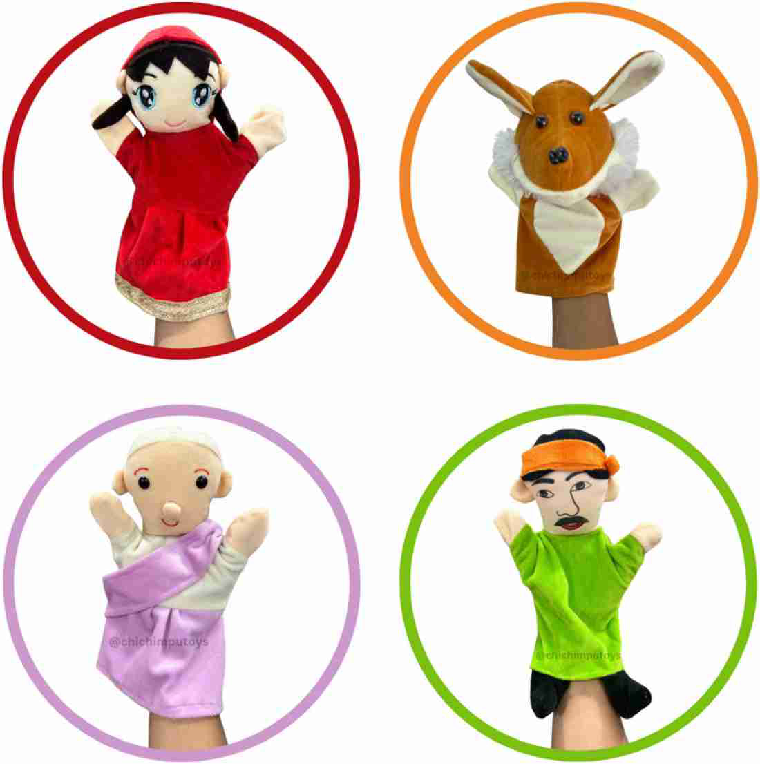 Ritu Shubhaman 'S Creation Little Redriding Hood Hand Puppets (Set Of 4 Storytelling Puppets)