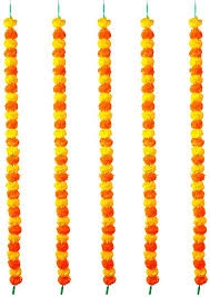 Garland Marigold Flower, Orange & Yellow Mixed,2ft - 1pcs