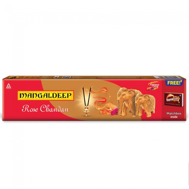 Mangaldeep Chandan 3 In 1 Agarbatti, Fragrance Of Rose, Jasmine & Classic To - 38pcs Sticks