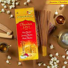 Mangaldeep Chandan 3 In 1 Agarbatti, Fragrance Of Rose, Jasmine & Classic To - 38pcs Sticks