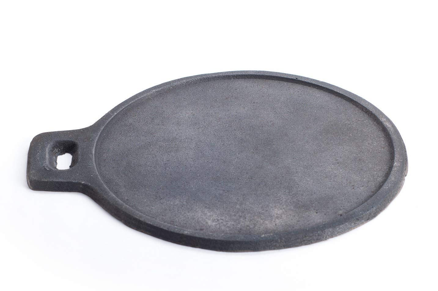 Traditional Handcrafted Cast Iron Dosa Roti Tawa Pan- Medium | Pre Seasoned Cast Iron kallu Pan | Handmade Cast Iron Roti Tawa Dosa Kallu Cookware - Medium | Export Quality | Black - 1.2kg : 20cm