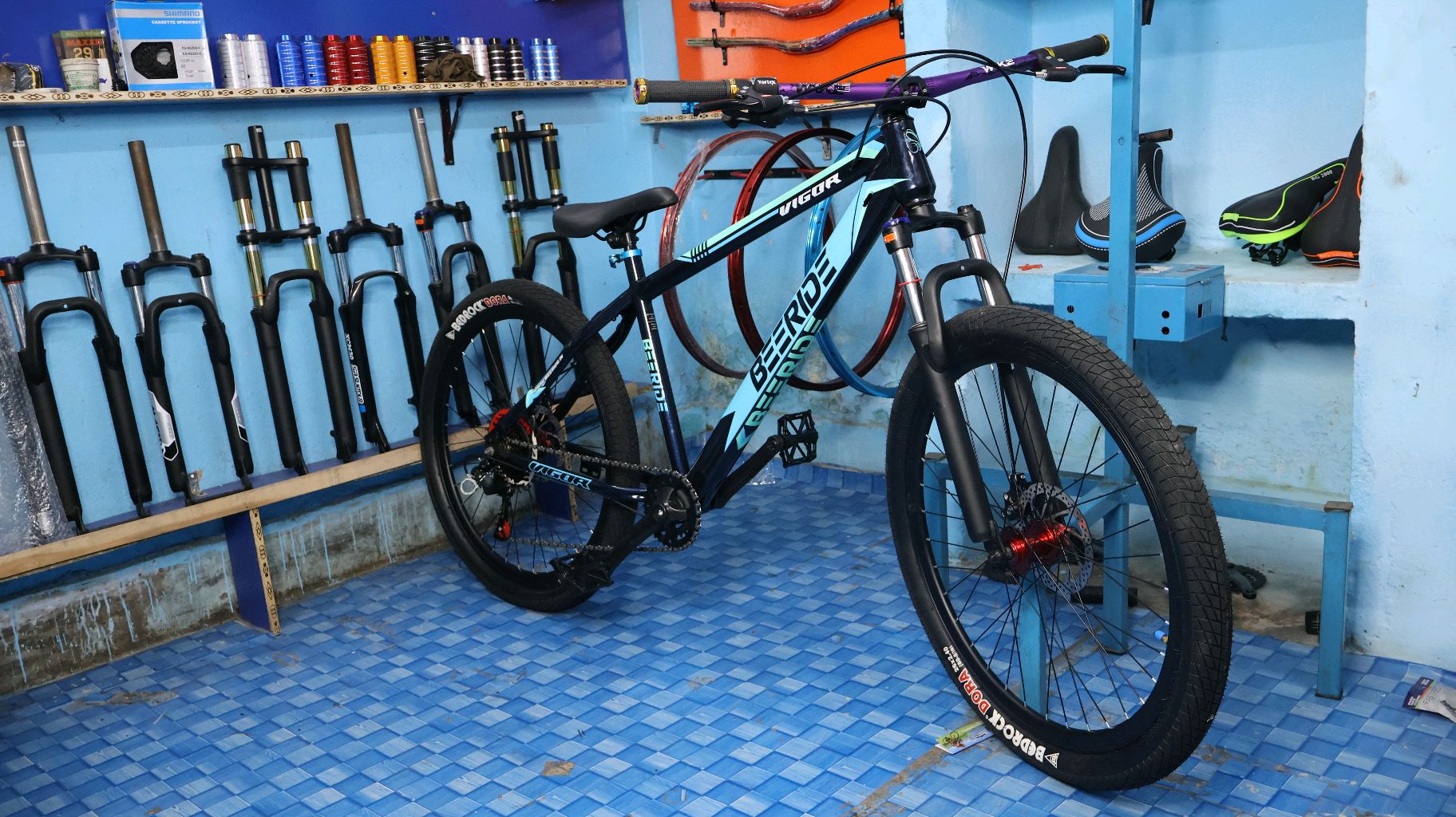 Custom Build Cycle With Steel Frame And Alloy Suspension And All MTB Bike 