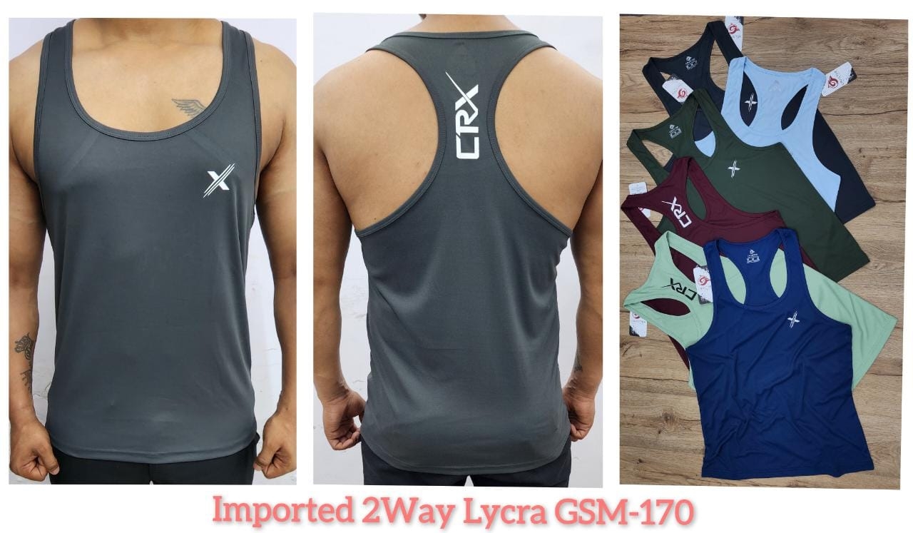 CR0004-Set Of 4 Pcs@110/Pc-Sports Drifit 2 Way Fabric Sando/Tank top/Gym Vest-CR0004-UP14-S02-LGY - M-1, L-1, XL-1, XXL-1, Light Grey