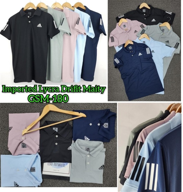 AD2002-Set Of 9 Pcs@230/Pc-Sports Drifit Matty Fabric Half Sleeves Polo T-Shirt-AD2002-CM18-MDC-48 - 4XL-9, Mix(Assorted)