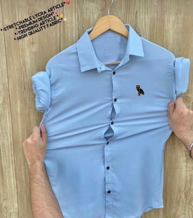 MENS FORMAL LYCRA SHIRTS - Sky Blue, M-38. L-40. XL-42. XXL-44